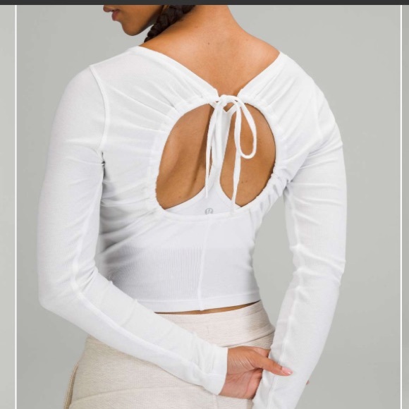 Lululemon open backed ribbed long sleeve top - Picture 3 of 9